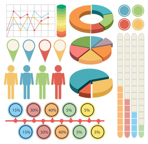 Infographic met mensen en grafieken in vier kleuren vector