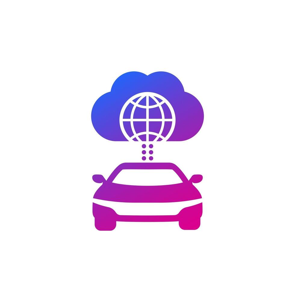 autonome auto, verbonden met cloudpictogram vector