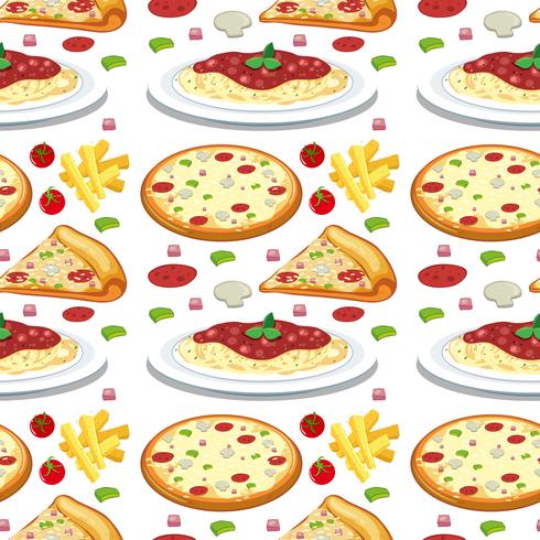 Pasta en pizza naadloze patroon vector