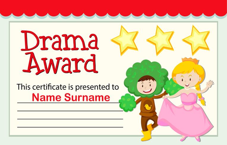 Een drama award certificaat vector