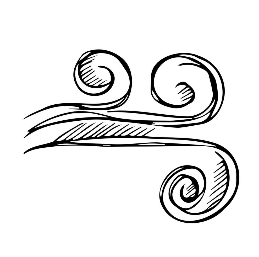 hand getrokken wind doodle klap, windvlaag ontwerp geïsoleerd op een witte achtergrond vector