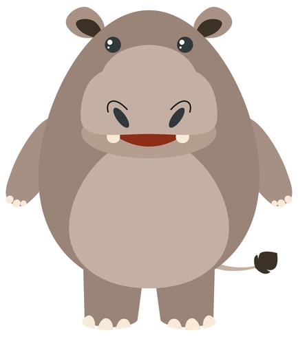 Leuke hippo op witte achtergrond vector