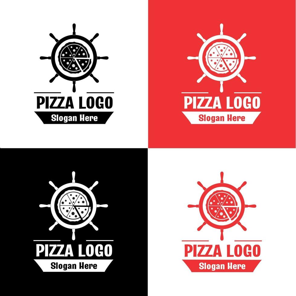 pizza en roer logo collectie vector