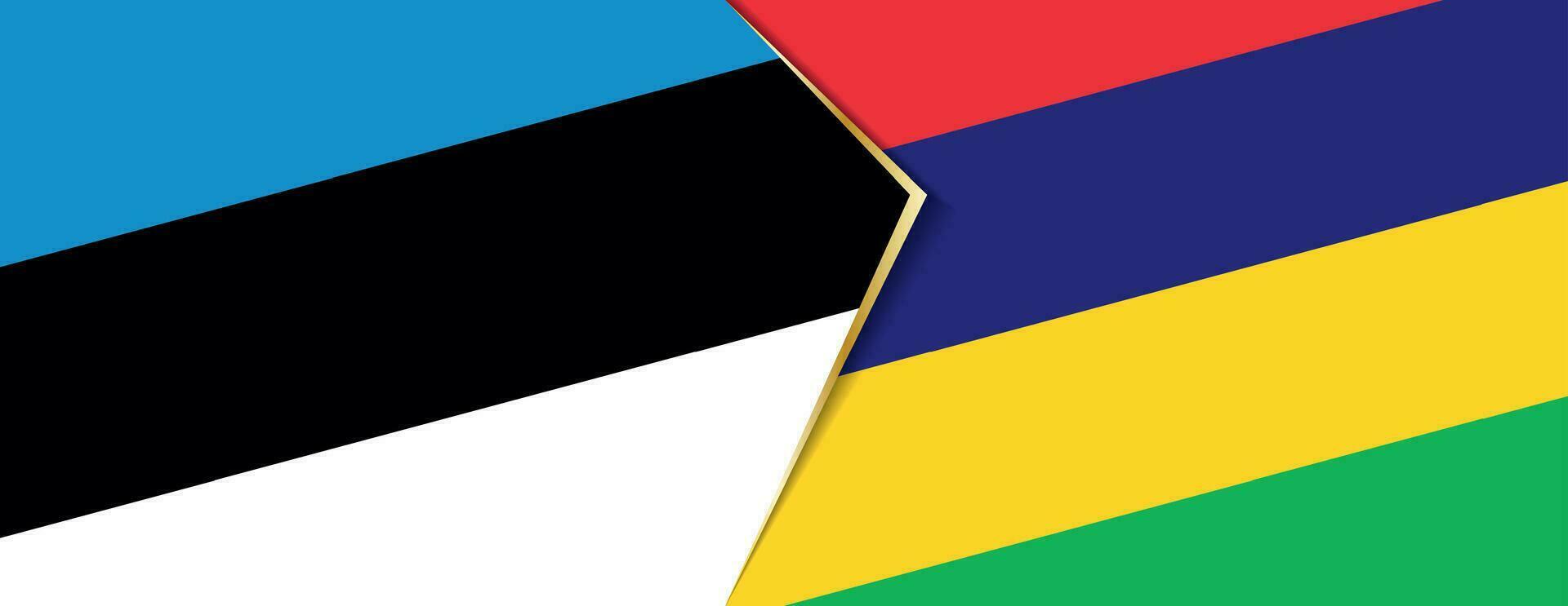 Estland en Mauritius vlaggen, twee vector vlaggen.