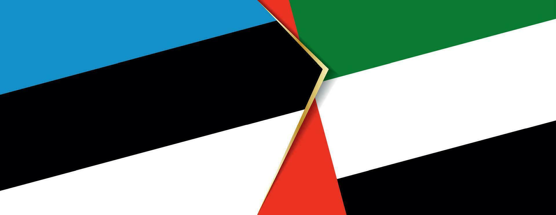 Estland en uae vlaggen, twee vector vlaggen.