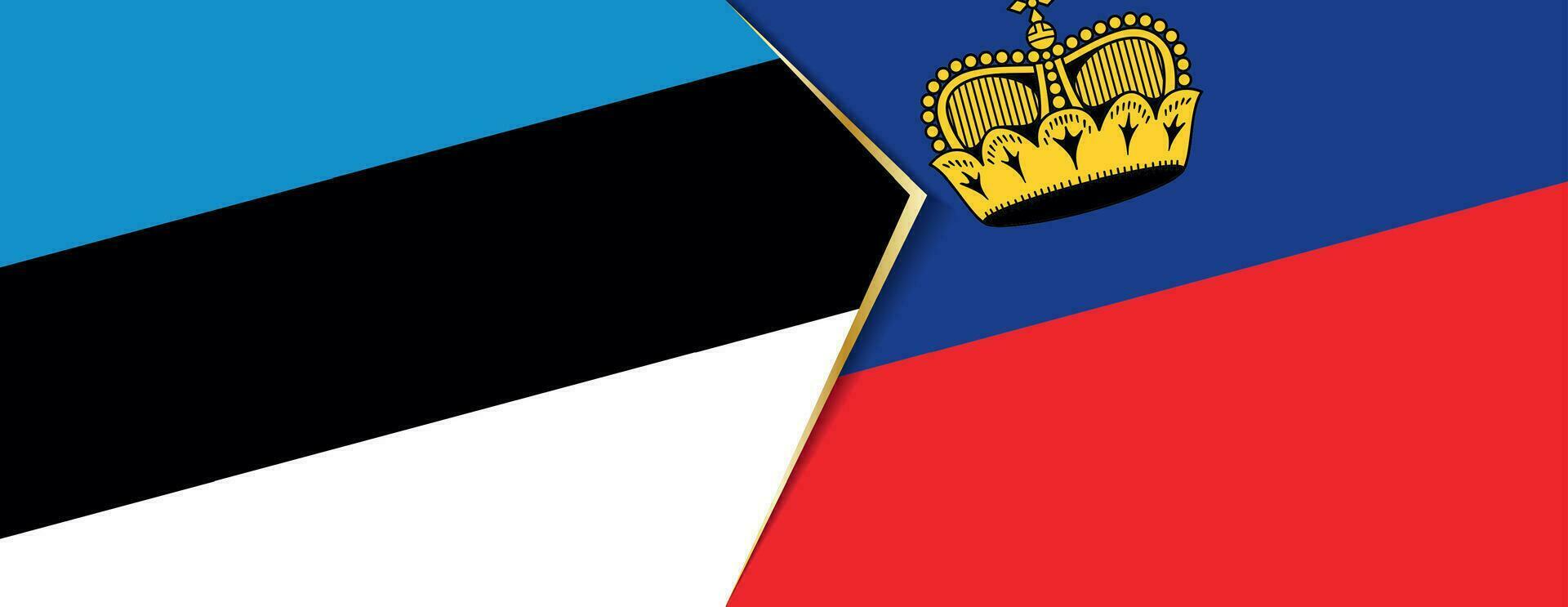 Estland en Liechtenstein vlaggen, twee vector vlaggen.