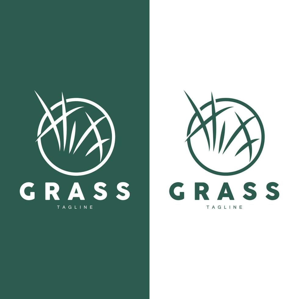 groen gras logo ontwerp, boerderij landschap illustratie, natuurlijk landschap vector