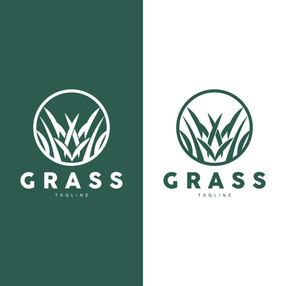 groen gras logo ontwerp, boerderij landschap illustratie, natuurlijk landschap vector