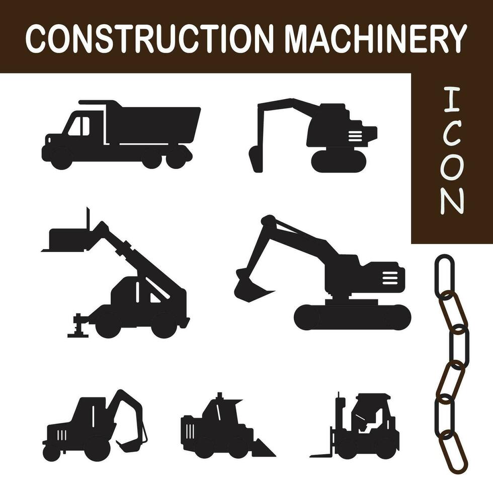 bouw machinerie verwant pictogrammen verzameling vector illustratie