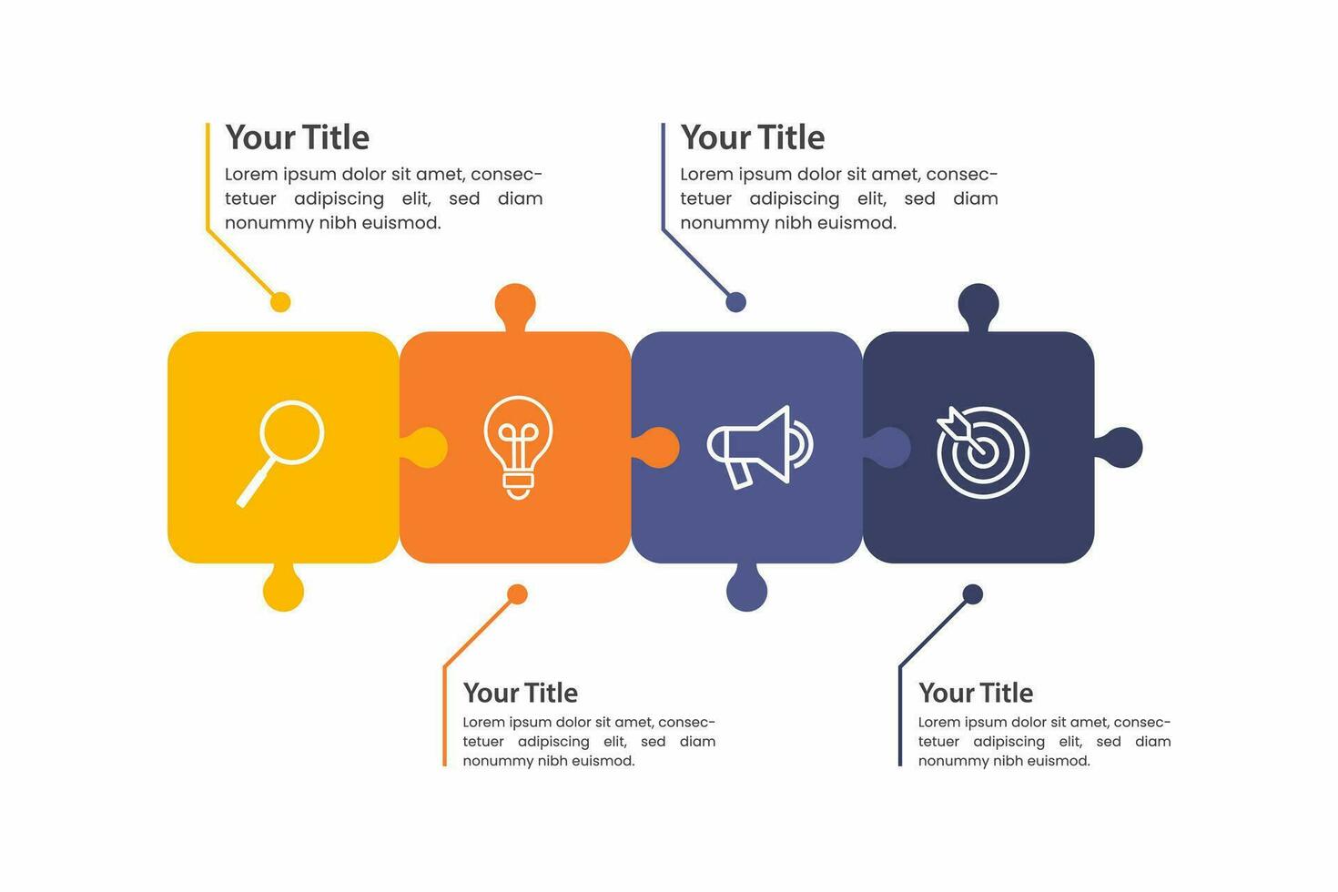 puzzel infographic ontwerp met 4 stap, diagram naar beschrijven de stappen vector