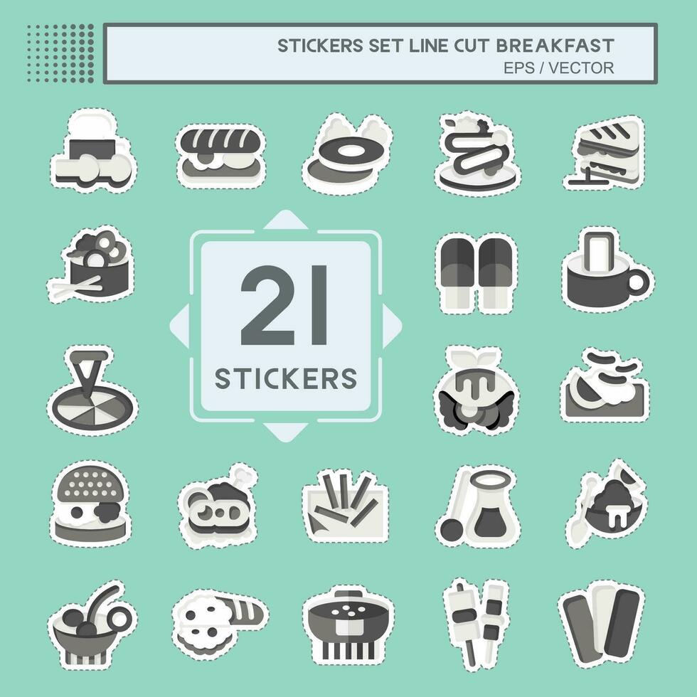 sticker lijn besnoeiing reeks ontbijt. verwant naar voedsel, diner symbool. gemakkelijk ontwerp bewerkbaar. gemakkelijk illustratie vector