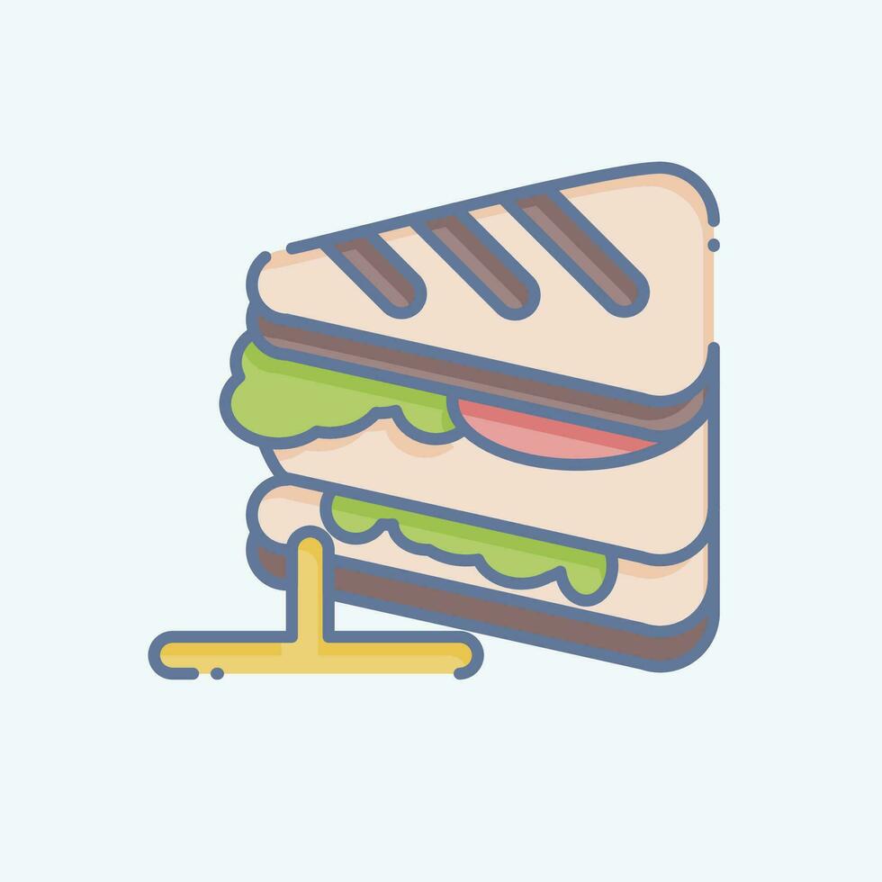icoon Sandwich. verwant naar ontbijt symbool. tekening stijl. gemakkelijk ontwerp bewerkbaar. gemakkelijk illustratie vector