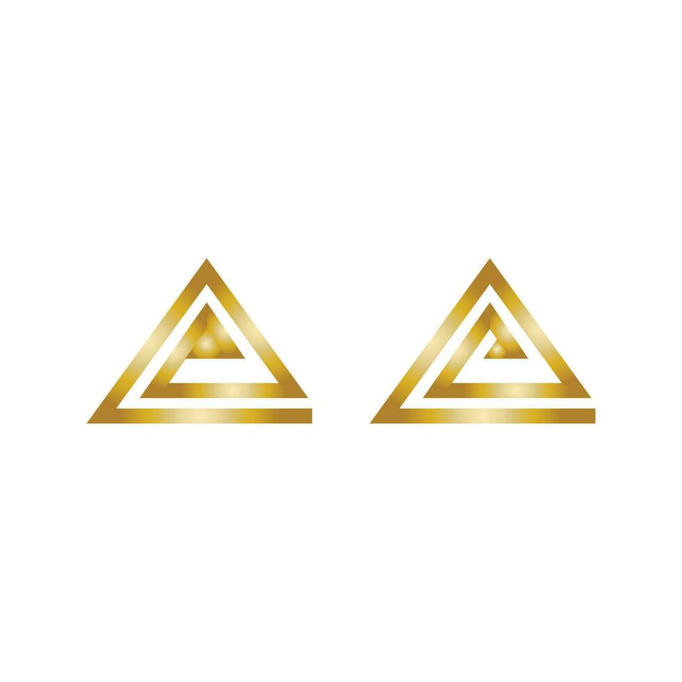 twee gouden driehoek logo pictogrammen geïsoleerd Aan wit achtergrond vector
