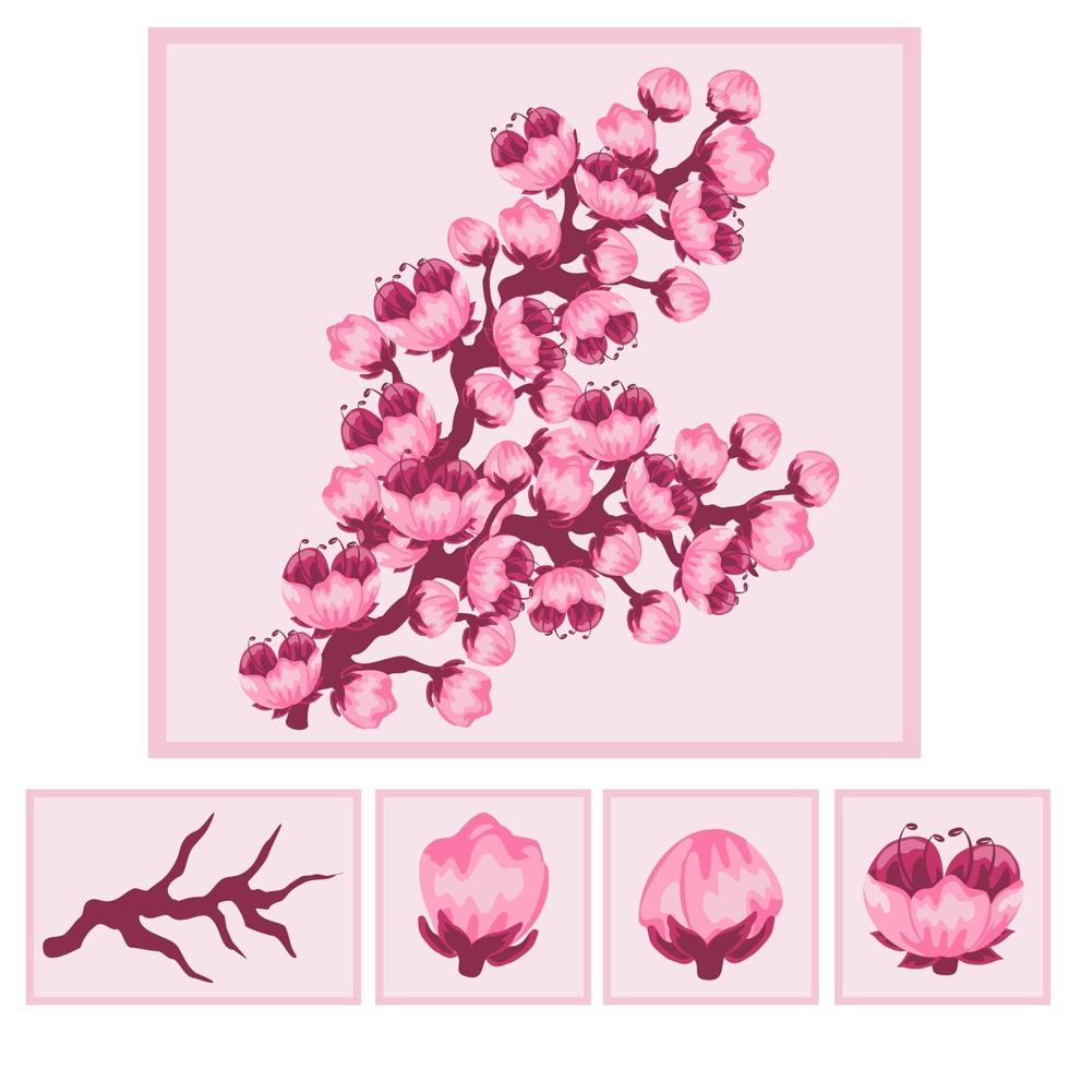 vector set bloemen, ontwerp voor wenskaarten, textiel, wallpapers