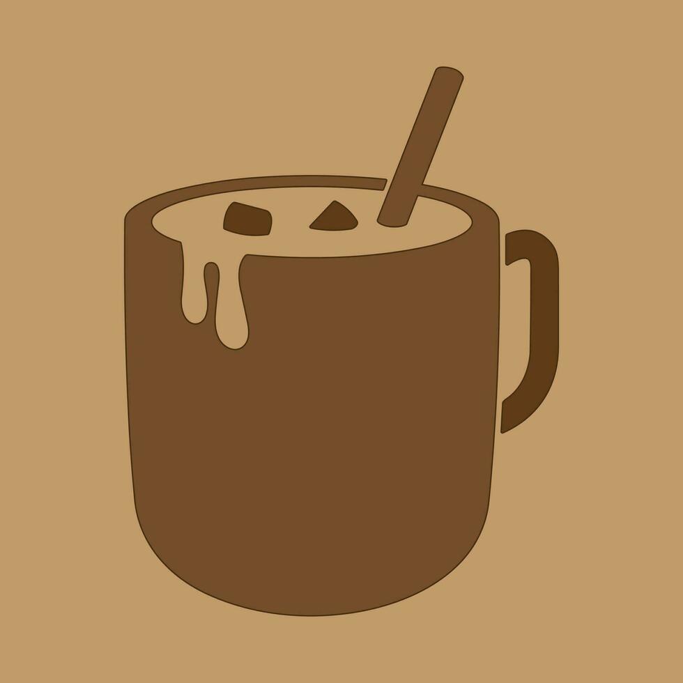 koffie. banier voor cafe, restaurant, koffie dromen thema. koffie kop icoon in de lijn stijl. vector illustratie Aan een bruin achtergrond