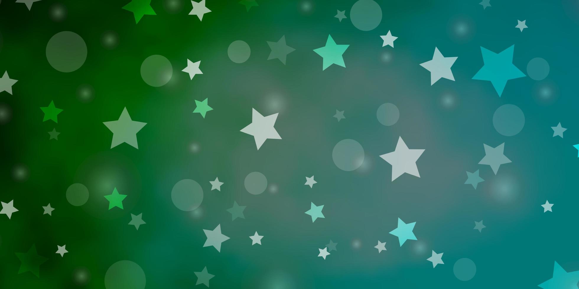 lichtblauwe, groene vectorlay-out met cirkels, sterren. vector