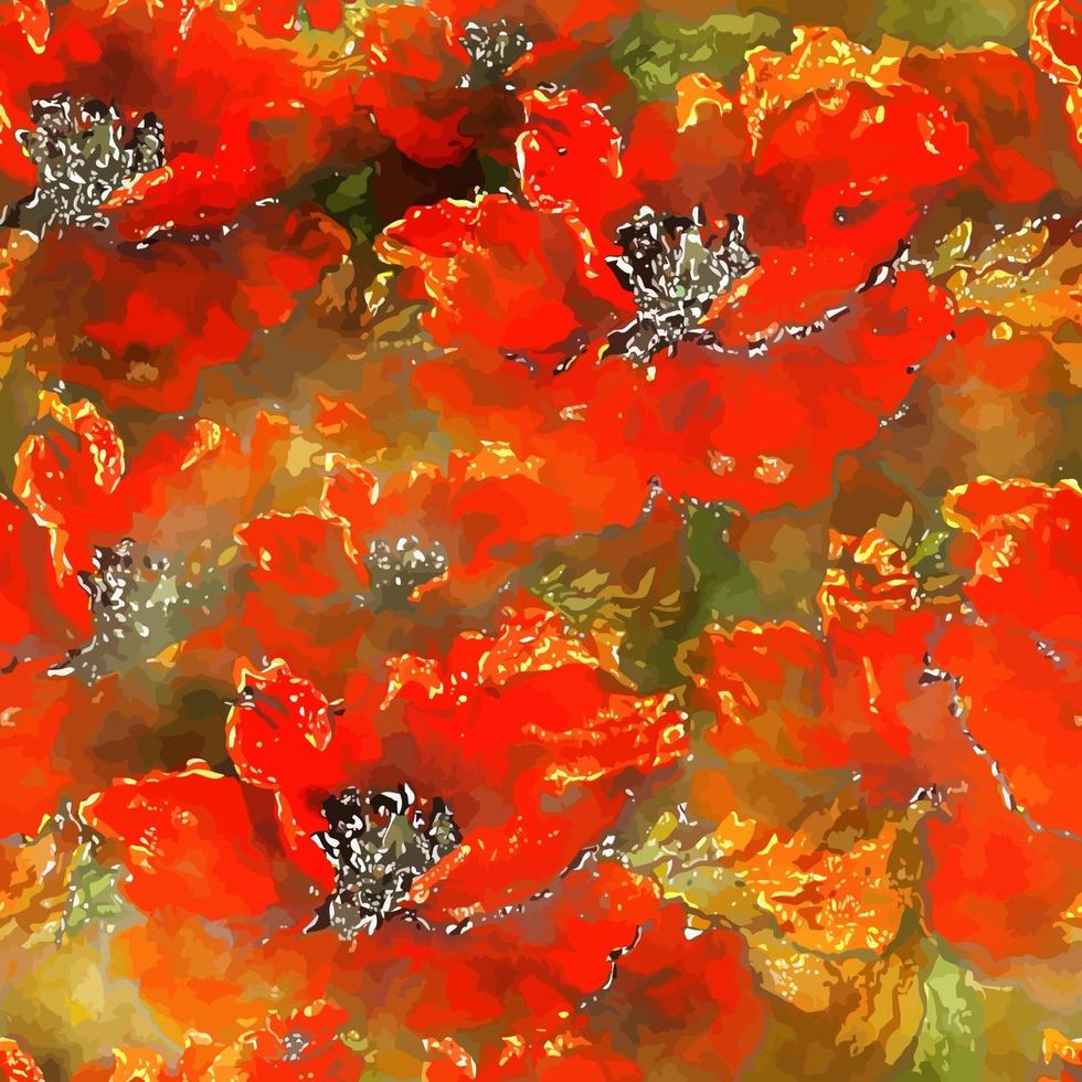 levendige aquarel rode papaver bloemen vector