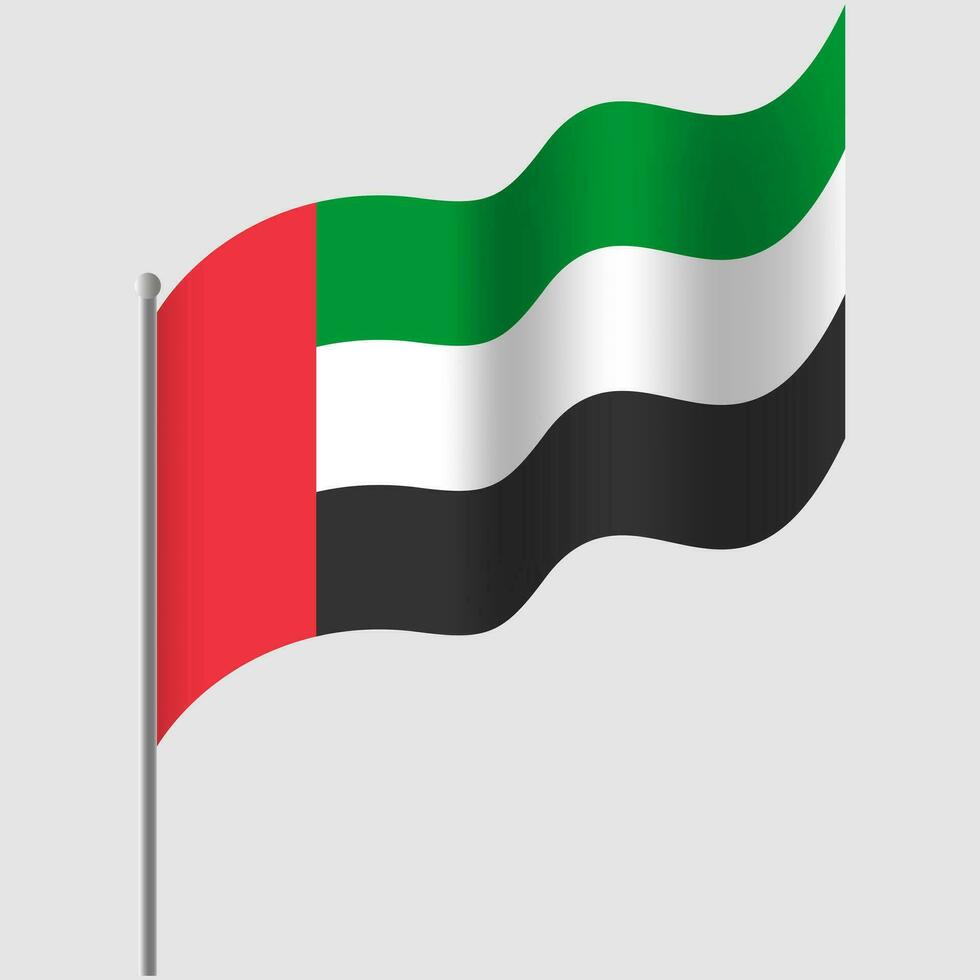 zwaaide Verenigde Arabisch emiraten vlag. uae vlag Aan vlaggenmast. vector embleem van uae