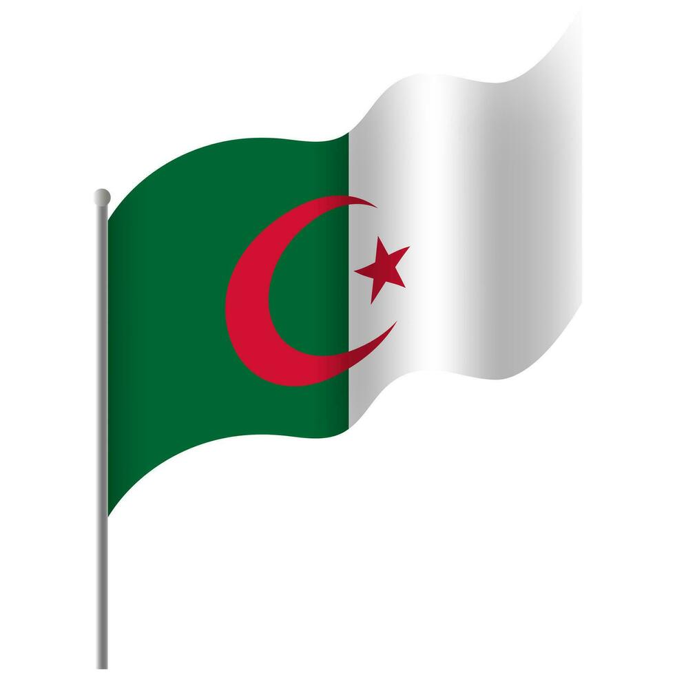 zwaaide Algerije vlag. Algerije vlag Aan vlaggenmast. vector embleem van Algerije