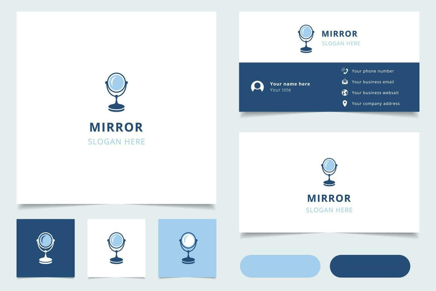 spiegel logo ontwerp met bewerkbare slogan. branding boek en bedrijf kaart sjabloon. vector