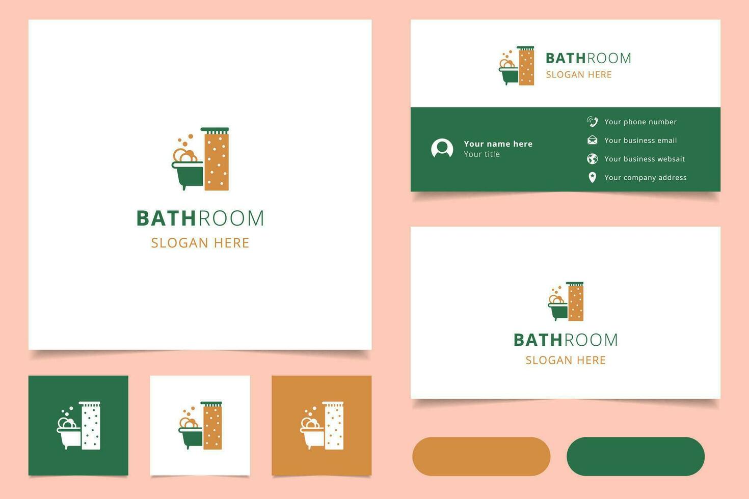 badkamer logo ontwerp met bewerkbare slogan. branding boek en bedrijf kaart sjabloon. vector