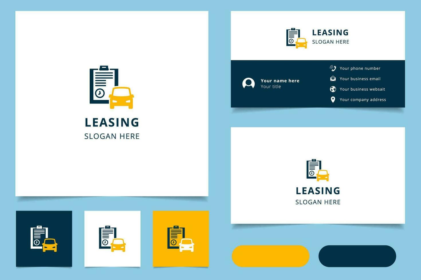 leasing logo ontwerp met bewerkbare slogan. branding boek en bedrijf kaart sjabloon. vector