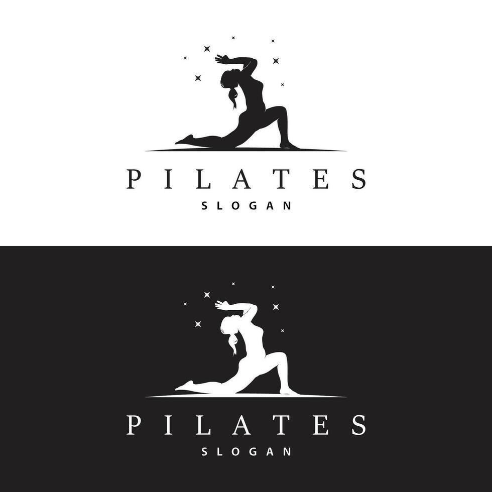 pilates houding logo, yoga logo ontwerp vector sjabloon illustratie