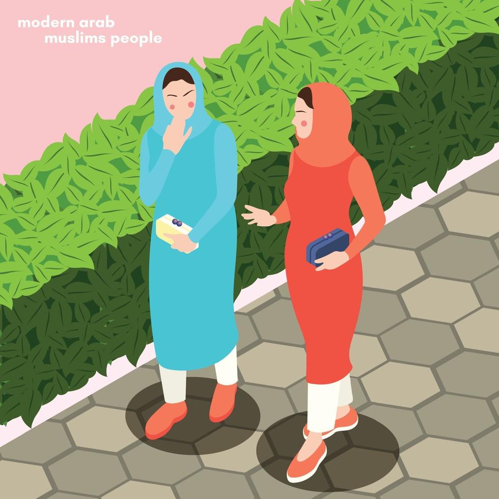 moderne moslims vrouwen achtergrond vectorillustratie vector