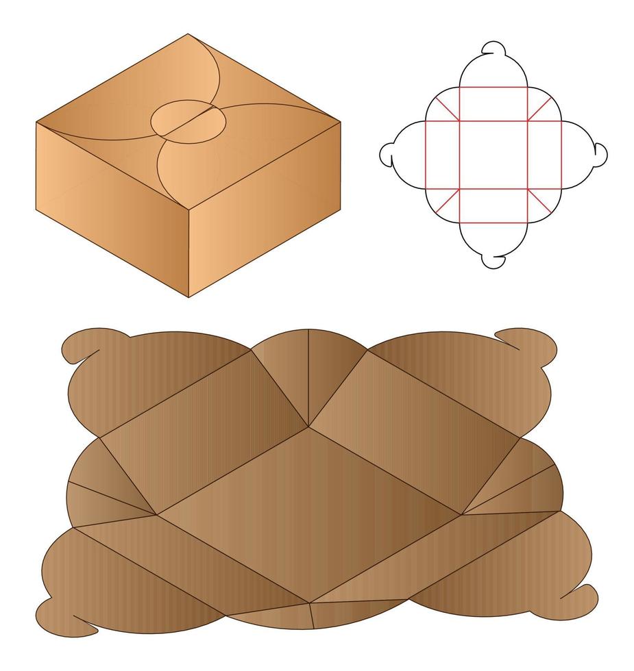 doos verpakking gestanst sjabloonontwerp. 3D-model vector