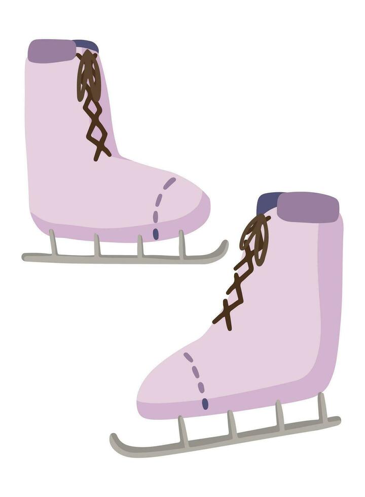 ijs het schaatsen, winter activiteiten. gekleurde tekenfilm tekening van schaatsen. hand- getrokken vector illustratie. single tekening geïsoleerd Aan wit achtergrond. element voor Kerstmis ontwerp, afdrukken, sticker, kaart, decor