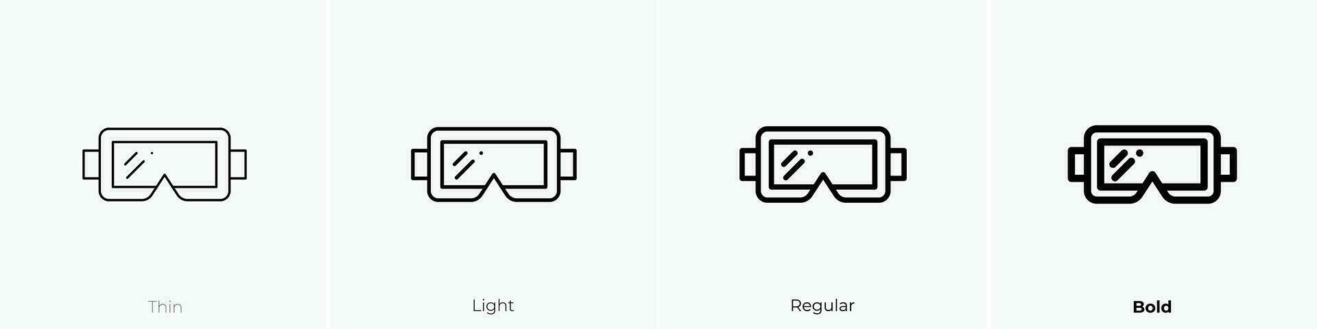 ski stofbril icoon. dun, licht, regelmatig en stoutmoedig stijl ontwerp geïsoleerd Aan wit achtergrond vector