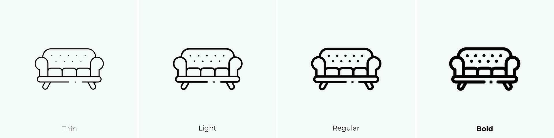 sofa icoon. dun, licht, regelmatig en stoutmoedig stijl ontwerp geïsoleerd Aan wit achtergrond vector