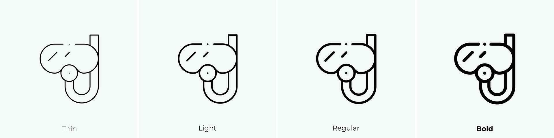 snorkelen icoon. dun, licht, regelmatig en stoutmoedig stijl ontwerp geïsoleerd Aan wit achtergrond vector