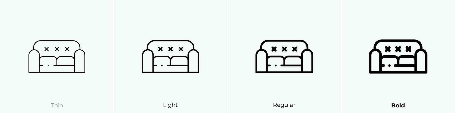 sofa icoon. dun, licht, regelmatig en stoutmoedig stijl ontwerp geïsoleerd Aan wit achtergrond vector