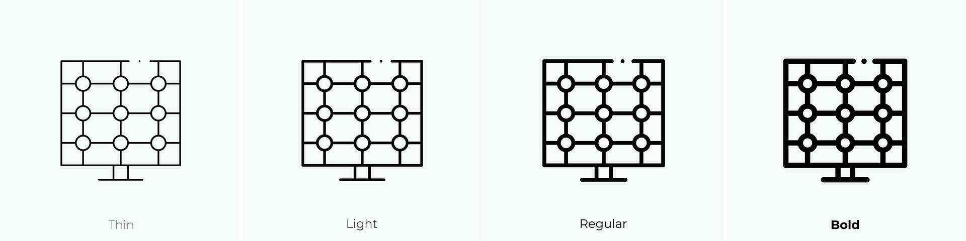 zonne- paneel icoon. dun, licht, regelmatig en stoutmoedig stijl ontwerp geïsoleerd Aan wit achtergrond vector