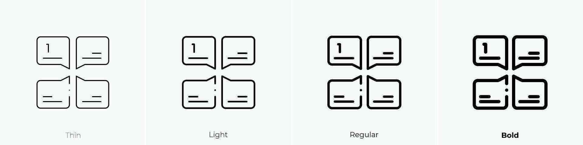 toespraak bubbel icoon. dun, licht, regelmatig en stoutmoedig stijl ontwerp geïsoleerd Aan wit achtergrond vector