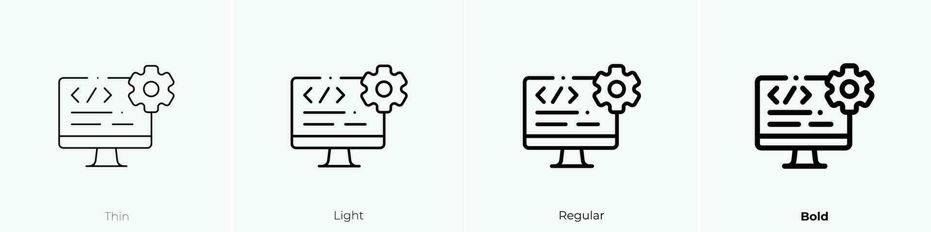 software ontwikkelaar icoon. dun, licht, regelmatig en stoutmoedig stijl ontwerp geïsoleerd Aan wit achtergrond vector