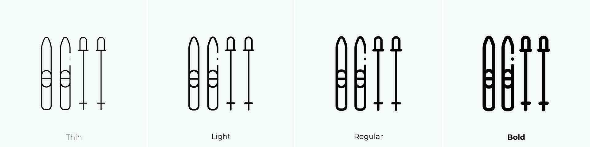 skiën icoon. dun, licht, regelmatig en stoutmoedig stijl ontwerp geïsoleerd Aan wit achtergrond vector