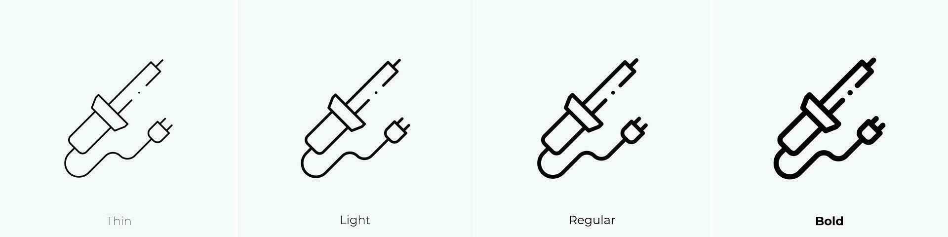 solderen ijzer icoon. dun, licht, regelmatig en stoutmoedig stijl ontwerp geïsoleerd Aan wit achtergrond vector