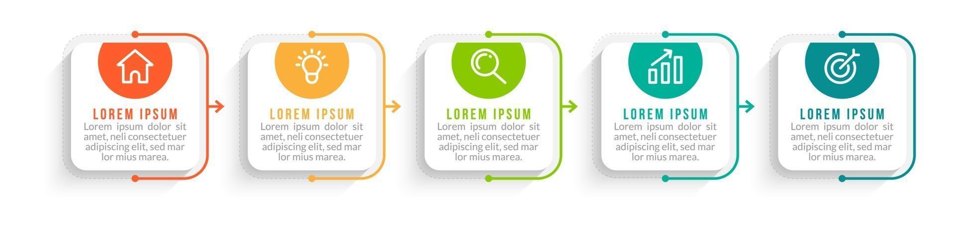 bedrijfsconcept met 5 opties of stappen vector