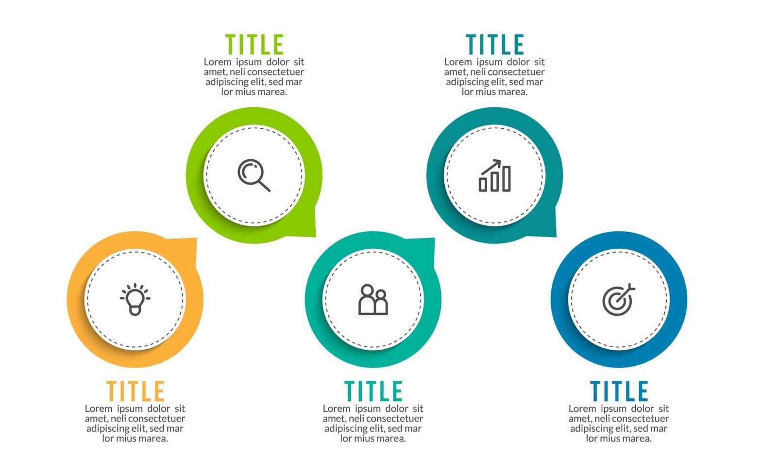 bedrijfsconcept met 5 opties of stappen vector