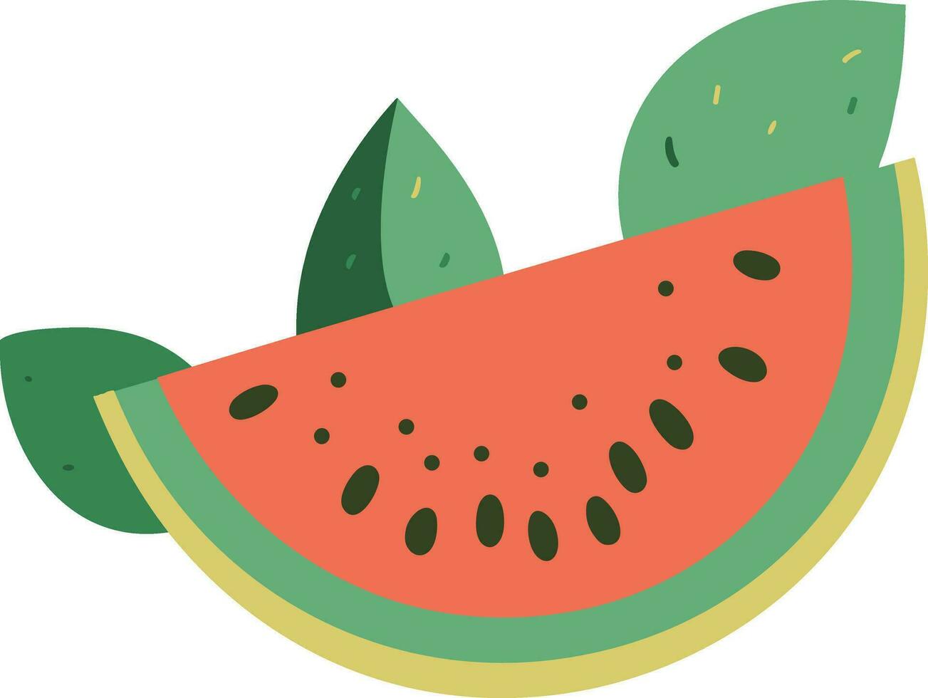 hand- getrokken watermeloen besnoeiing in voor de helft in vlak stijl vector