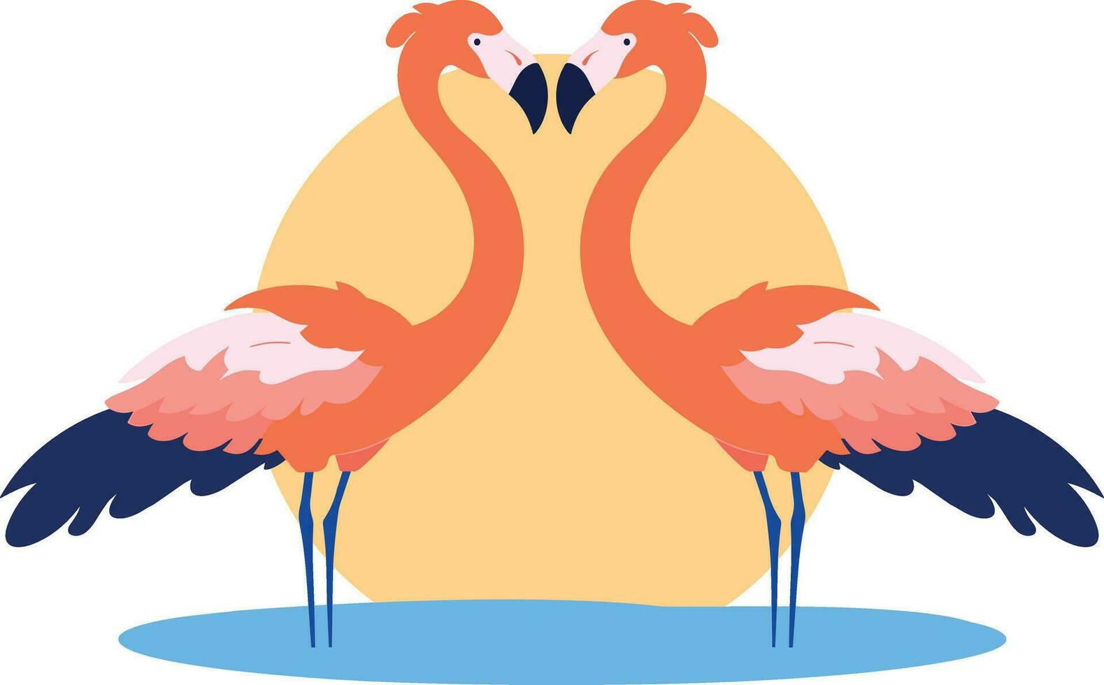 hand- getrokken flamingo's in zomer concept in vlak stijl vector