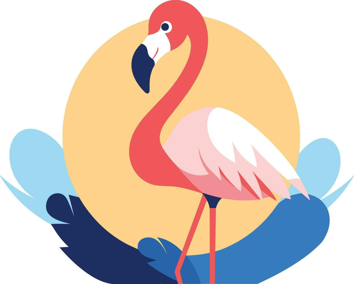 hand- getrokken flamingo's in zomer concept in vlak stijl vector