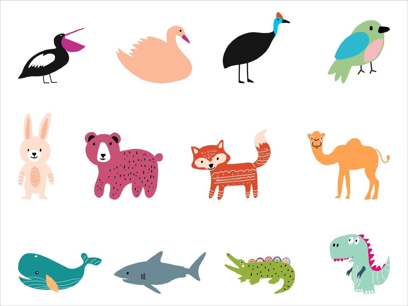 vectorillustratie van schattige dieren. vector