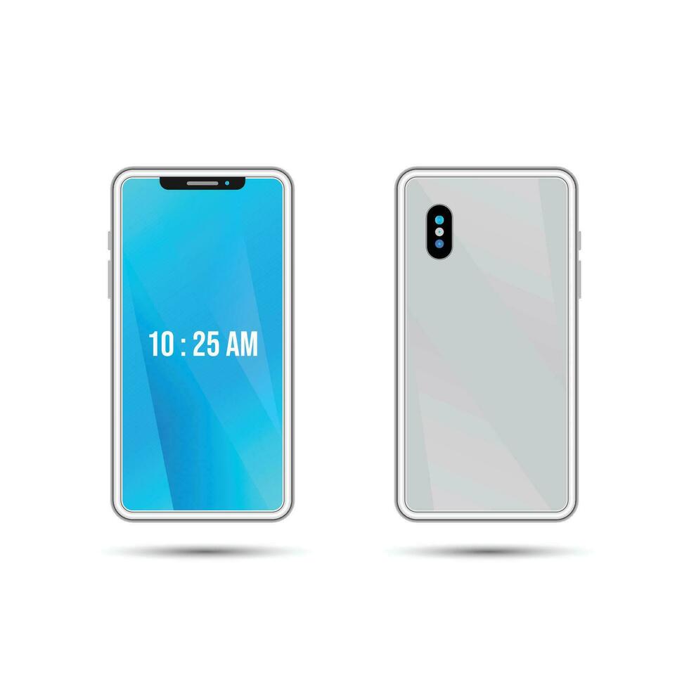 smartphone mockup blauw scherm. mobiel telefoon vector geïsoleerd Aan wit achtergrond.