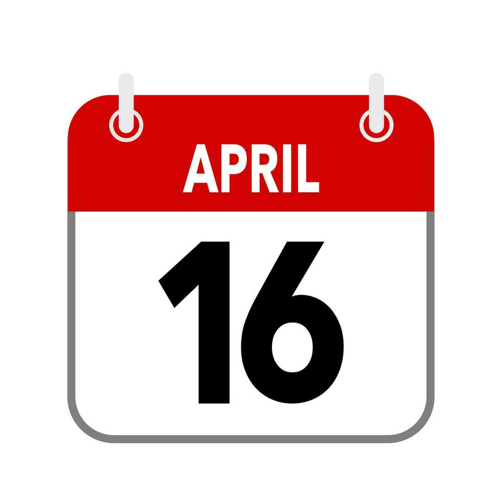 16 april, kalender datum icoon Aan wit achtergrond. vector