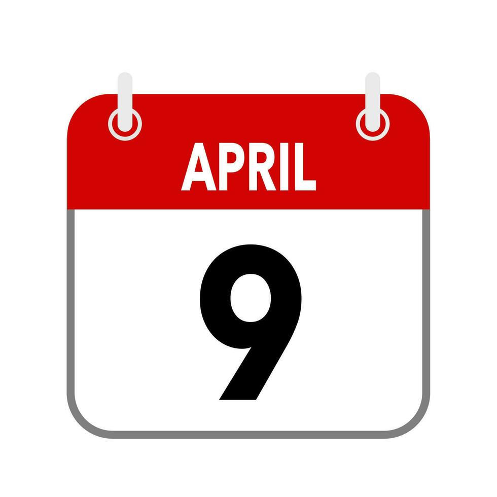 9 april, kalender datum icoon Aan wit achtergrond. vector