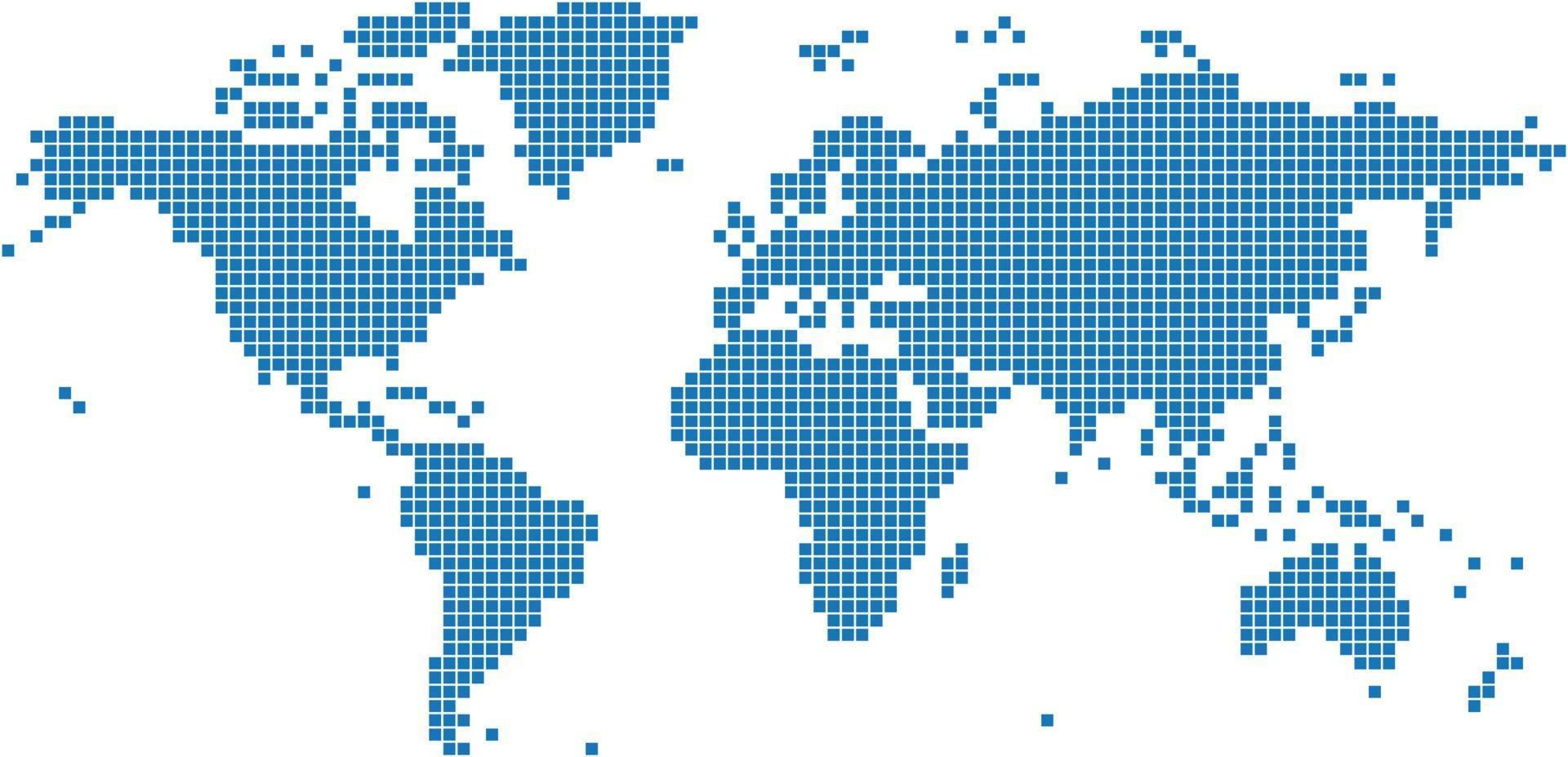 vierkante vorm wereldkaart op witte achtergrond vector