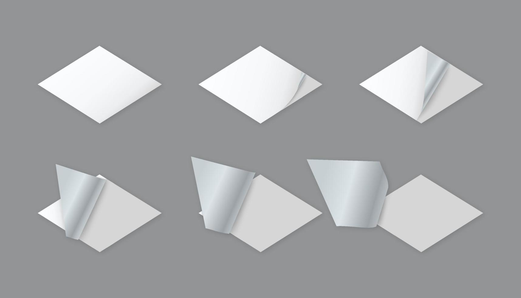 blanco ruitvormige papieren stickers met gekrulde hoek vector
